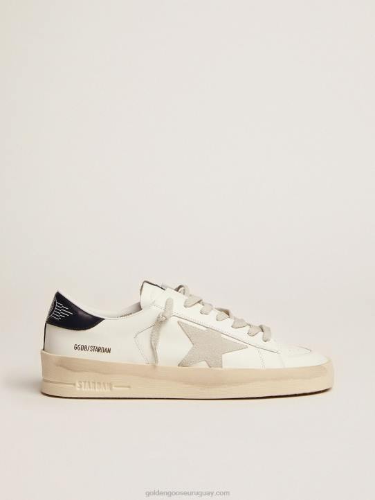 hombres zapatillas stardan con estrella de ante gris hielo y refuerzo del talón de piel negra brillanteGolden Goose 02H6509