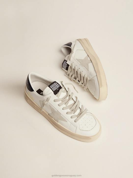 hombres zapatillas stardan con estrella de ante gris hielo y refuerzo del talón de piel negra brillanteGolden Goose 02H6509