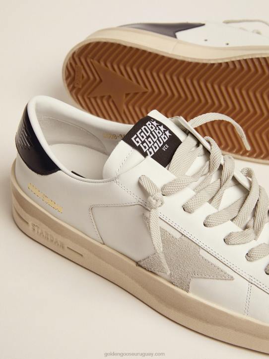 hombres zapatillas stardan con estrella de ante gris hielo y refuerzo del talón de piel negra brillanteGolden Goose 02H6509