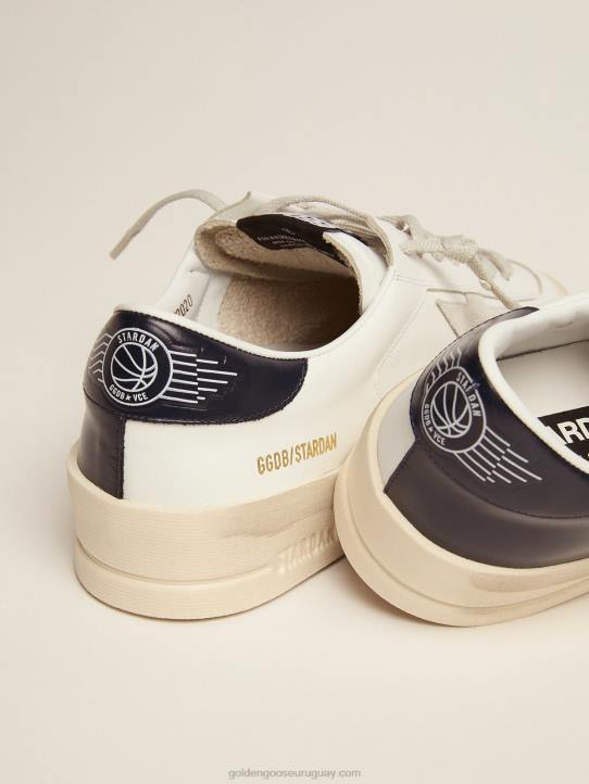 hombres zapatillas stardan con estrella de ante gris hielo y refuerzo del talón de piel negra brillanteGolden Goose 02H6509