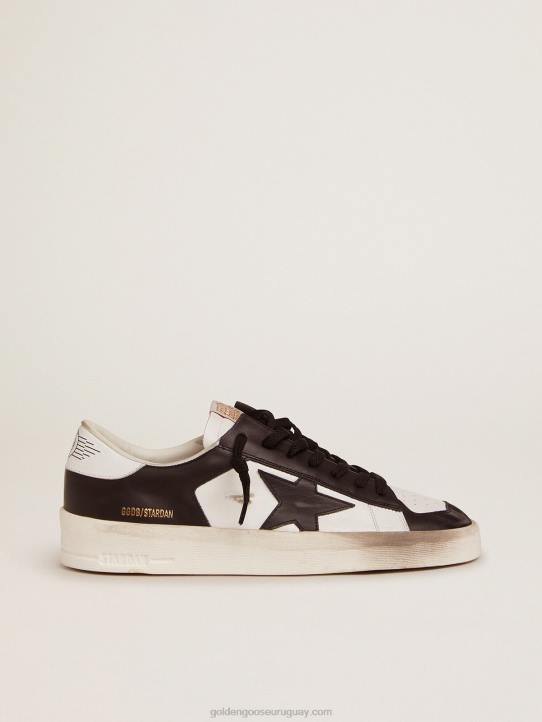 hombres zapatillas stardan de piel en blanco y negroGolden Goose 02H6569