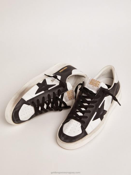 hombres zapatillas stardan de piel en blanco y negroGolden Goose 02H6569