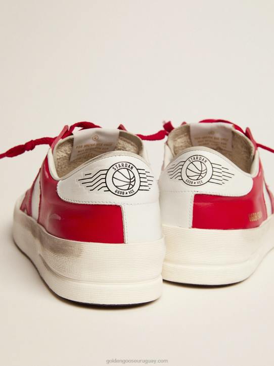 hombres zapatillas stardan de piel roja y blancaGolden Goose 02H6586