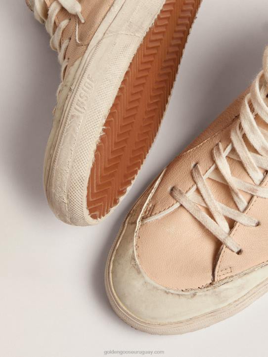 hombres Zapatillas deportivas slide penstar de napa color salmón claro con estrella de piel negraGolden Goose 02H6555