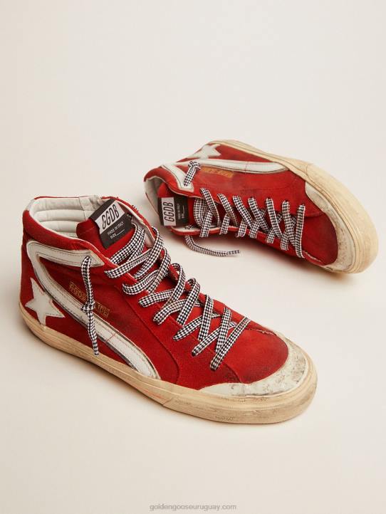 hombres Zapatillas penstar slide de ante rojo con detalles blancosGolden Goose 02H6540