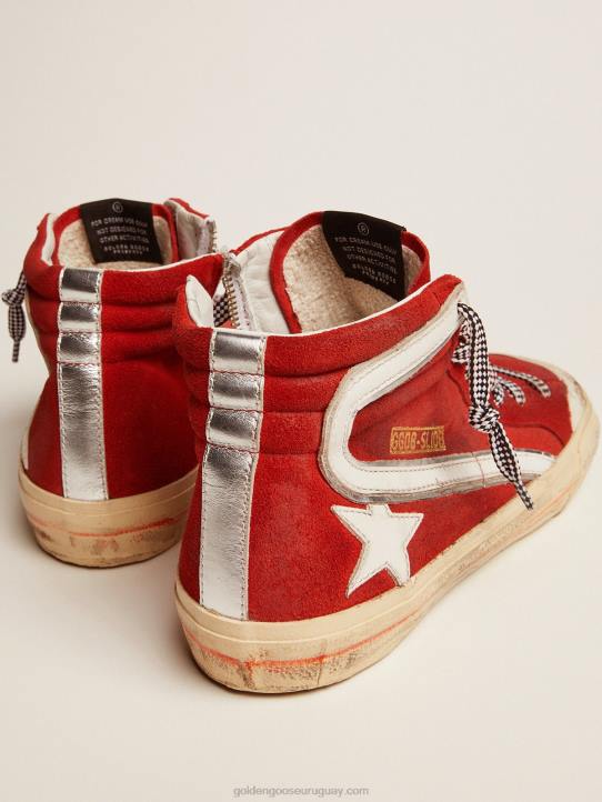 hombres Zapatillas penstar slide de ante rojo con detalles blancosGolden Goose 02H6540