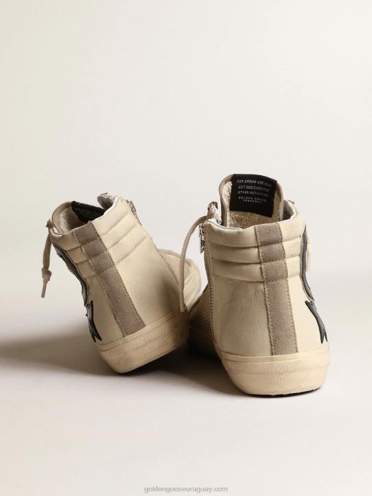 hombres chanclas de malla beige y nailon con estrella y flash de piel azulGolden Goose 02H6645