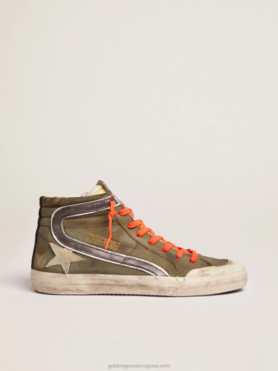 hombres slide penstar de lona verde militar con estrella color hieloGolden Goose 02H6662