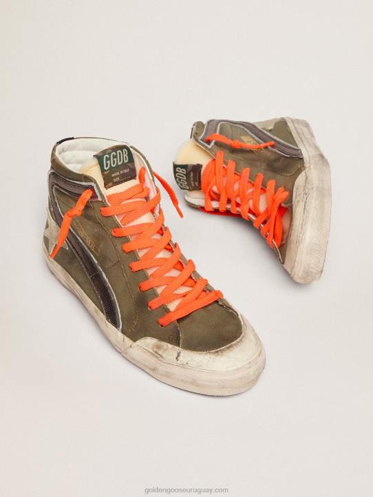 hombres slide penstar de lona verde militar con estrella color hieloGolden Goose 02H6662