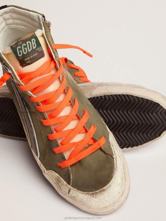 hombres slide penstar de lona verde militar con estrella color hieloGolden Goose 02H6662