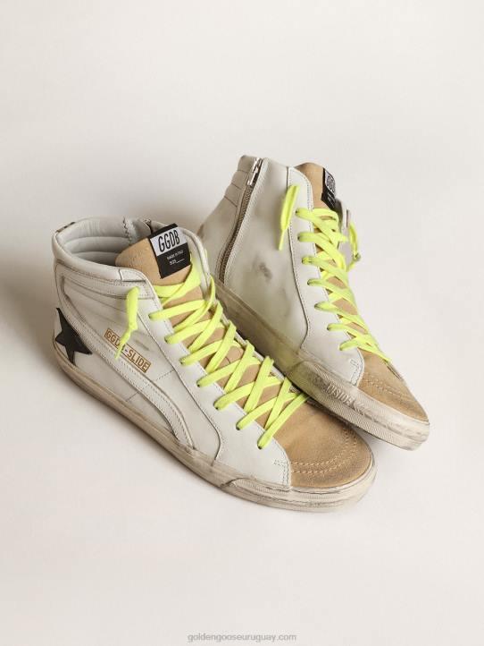 hombres zapatillas deportivas slide de ante y piel con tira vertical de camuflajeGolden Goose 02H6600