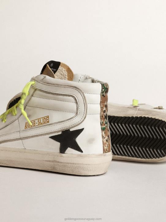 hombres zapatillas deportivas slide de ante y piel con tira vertical de camuflajeGolden Goose 02H6600