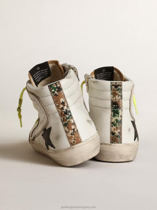 hombres zapatillas deportivas slide de ante y piel con tira vertical de camuflajeGolden Goose 02H6600