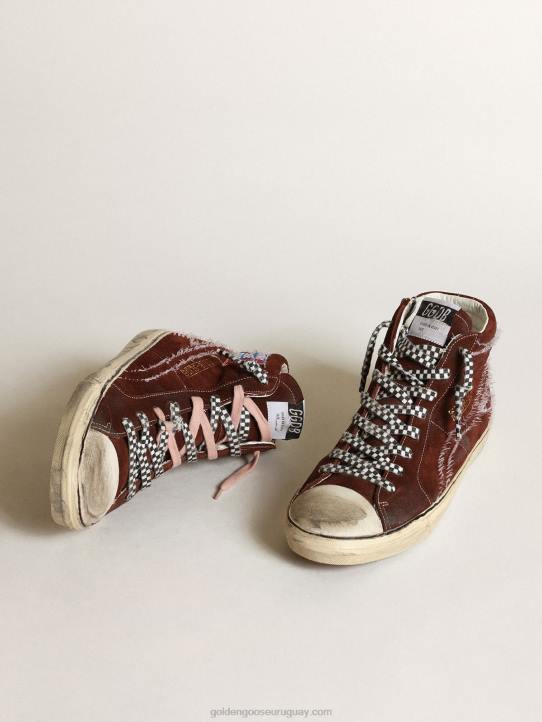 hombres zapatillas deportivas slide en ante color chocolate con pespuntes blancos en la estrella y flashGolden Goose 02H6677