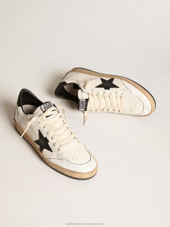 hombres Zapatillas Ball Star de napa blanca con estrella de cuero negro y refuerzo en el talónGolden Goose 02H6516