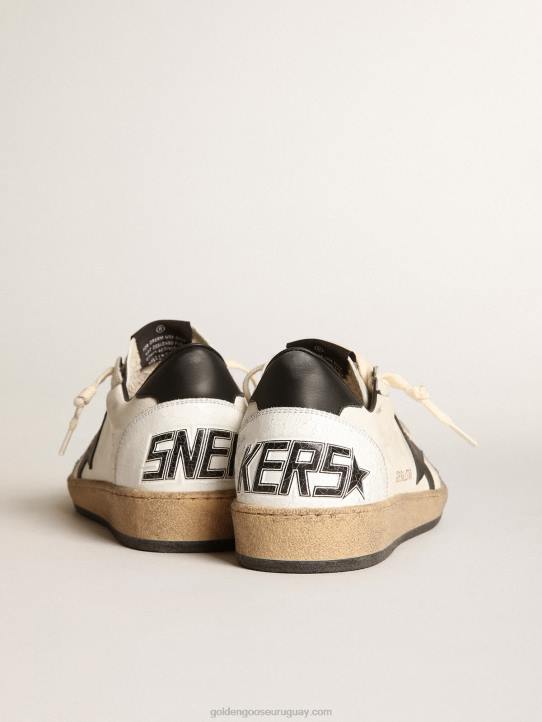 hombres Zapatillas Ball Star de napa blanca con estrella de cuero negro y refuerzo en el talónGolden Goose 02H6516