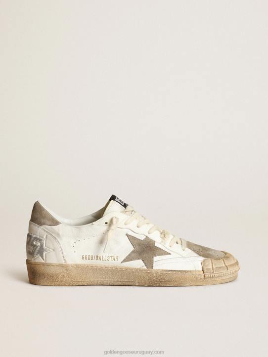 hombres Zapatillas deportivas ball star ltd de napa blanca con estrella de ante gris paloma y refuerzo en el talónGolden Goose 02H6634