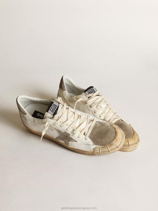 hombres Zapatillas deportivas ball star ltd de napa blanca con estrella de ante gris paloma y refuerzo en el talónGolden Goose 02H6634