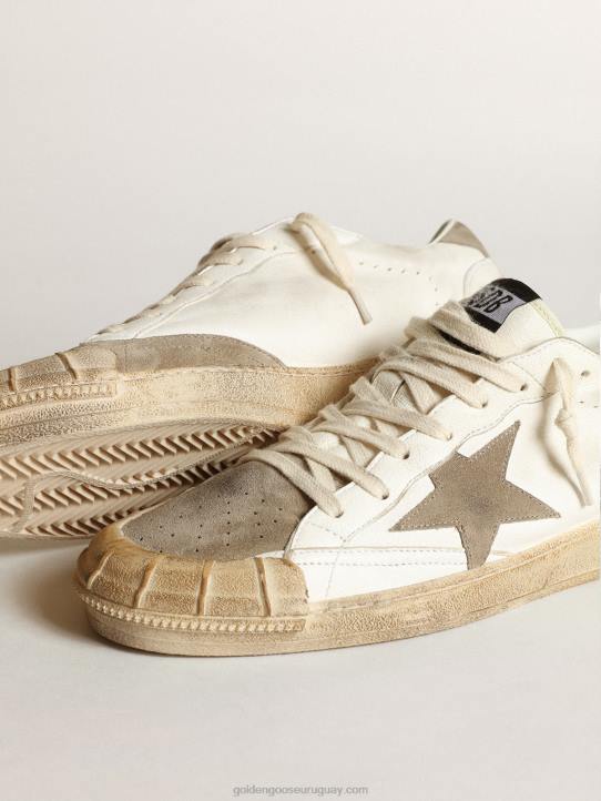 hombres Zapatillas deportivas ball star ltd de napa blanca con estrella de ante gris paloma y refuerzo en el talónGolden Goose 02H6634