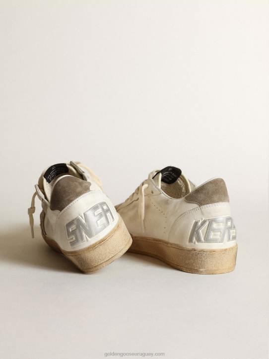 hombres Zapatillas deportivas ball star ltd de napa blanca con estrella de ante gris paloma y refuerzo en el talónGolden Goose 02H6634