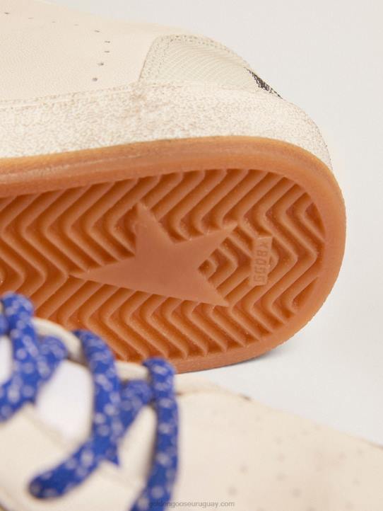 hombres Zapatillas deportivas ball star ltd de napa blanca con estrella de cuero laminado plateado y refuerzo en el talónGolden Goose 02H6535