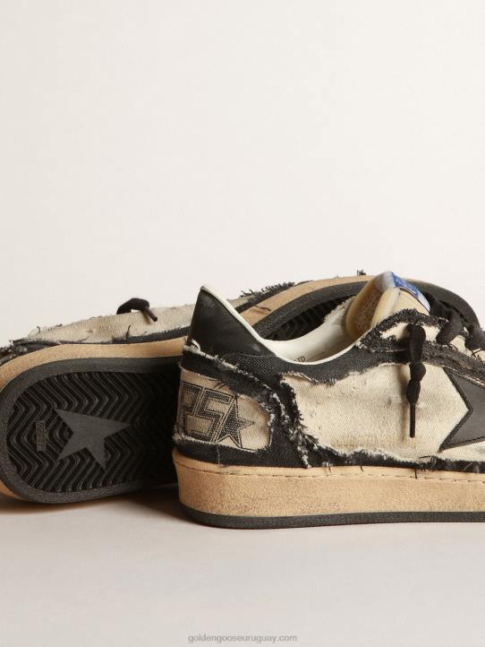 hombres ball star lab de lona blanca y denim azul con estrella de piel negraGolden Goose 02H6683