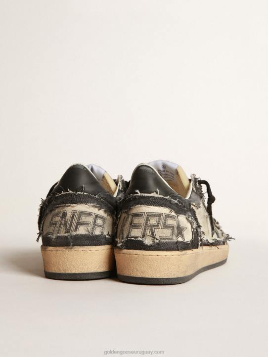 hombres ball star lab de lona blanca y denim azul con estrella de piel negraGolden Goose 02H6683
