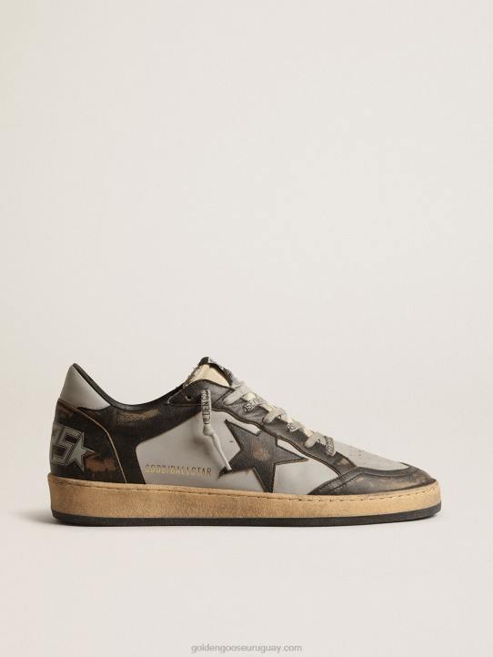 hombres bola estrella en cuero gris y negro con estrella negraGolden Goose 02H6667