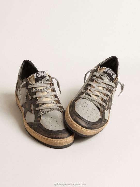 hombres bola estrella en cuero gris y negro con estrella negraGolden Goose 02H6667