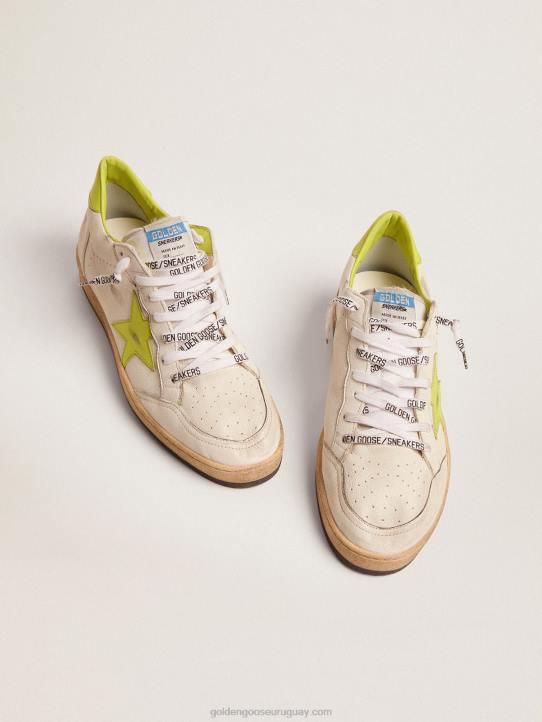 hombres zapatillas ball star ltd con estrella de cuero verde lima y refuerzo en el talónGolden Goose 02H6545