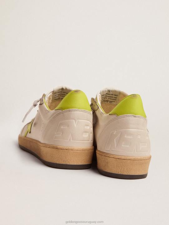 hombres zapatillas ball star ltd con estrella de cuero verde lima y refuerzo en el talónGolden Goose 02H6545