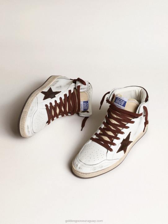 hombres sky-star de napa blanca con estrella de ante chocolateGolden Goose 02H6661