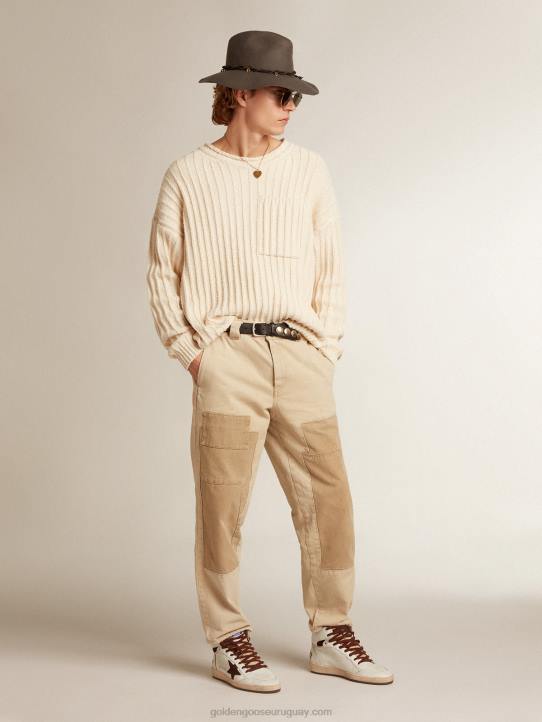hombres sky-star de napa blanca con estrella de ante chocolateGolden Goose 02H6661