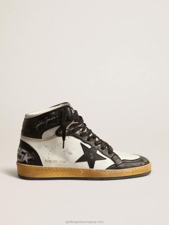 hombres sky-star de napa blanca con estrella de piel negraGolden Goose 02H6616