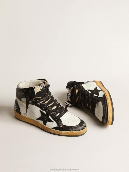hombres sky-star de napa blanca con estrella de piel negraGolden Goose 02H6616