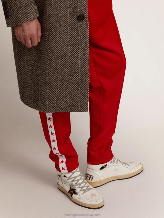 hombres zapatillas sky-star con firma en el tobillo e inserciones de piel de potro con estampado de leopardoGolden Goose 02H6593