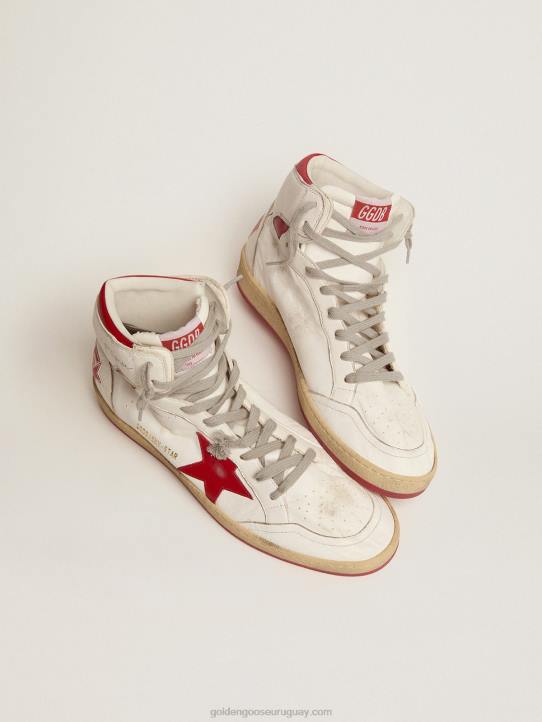 hombres zapatillas sky-star con firma en el tobillo e inserciones de piel rojaGolden Goose 02H6504