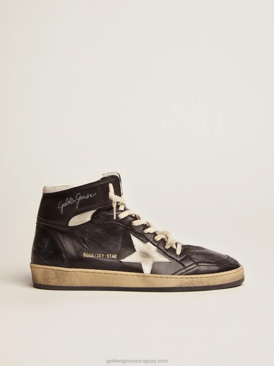 hombres zapatillas sky-star de napa negra con estrella de napa blancaGolden Goose 02H6550