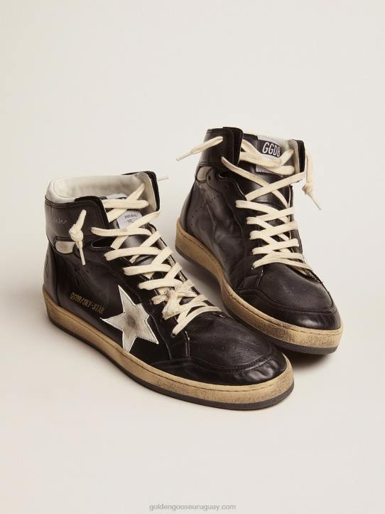 hombres zapatillas sky-star de napa negra con estrella de napa blancaGolden Goose 02H6550