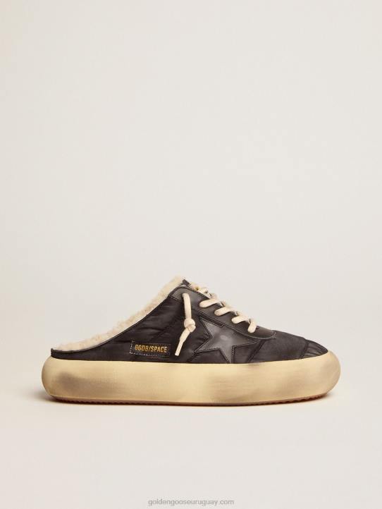 hombres sabot space-star de nailon negro acolchado con forro de borregoGolden Goose 02H6613