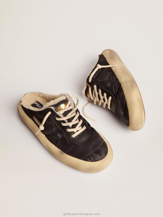 hombres sabot space-star de nailon negro acolchado con forro de borregoGolden Goose 02H6613