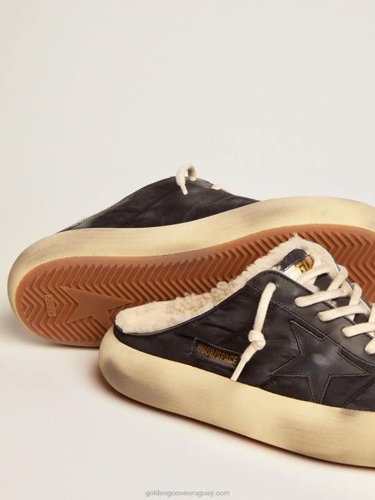 hombres sabot space-star de nailon negro acolchado con forro de borregoGolden Goose 02H6613