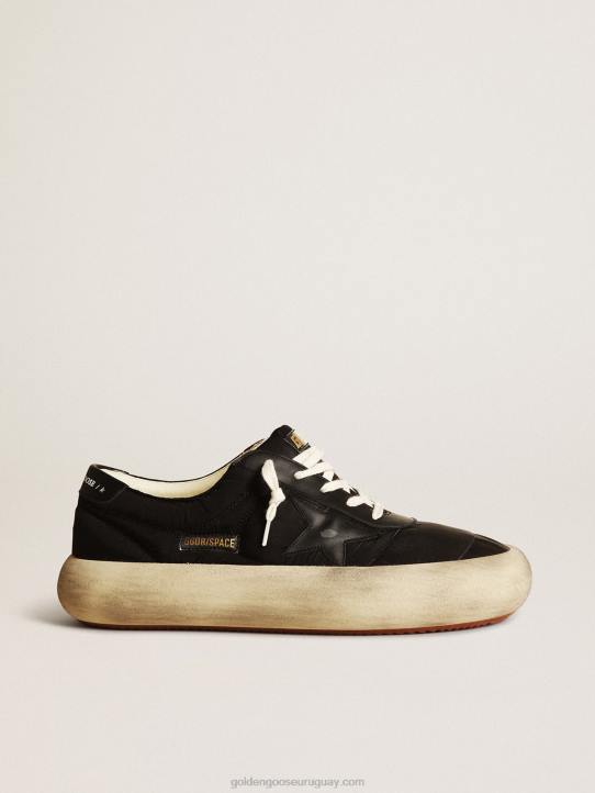 hombres space-star de nailon con estrella de piel negra y refuerzo en el talónGolden Goose 02H6610
