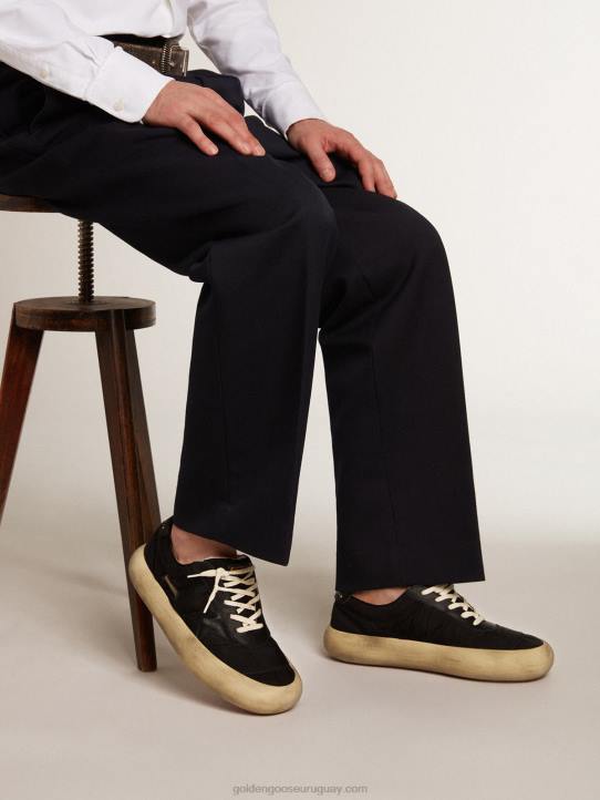 hombres space-star de nailon con estrella de piel negra y refuerzo en el talónGolden Goose 02H6610