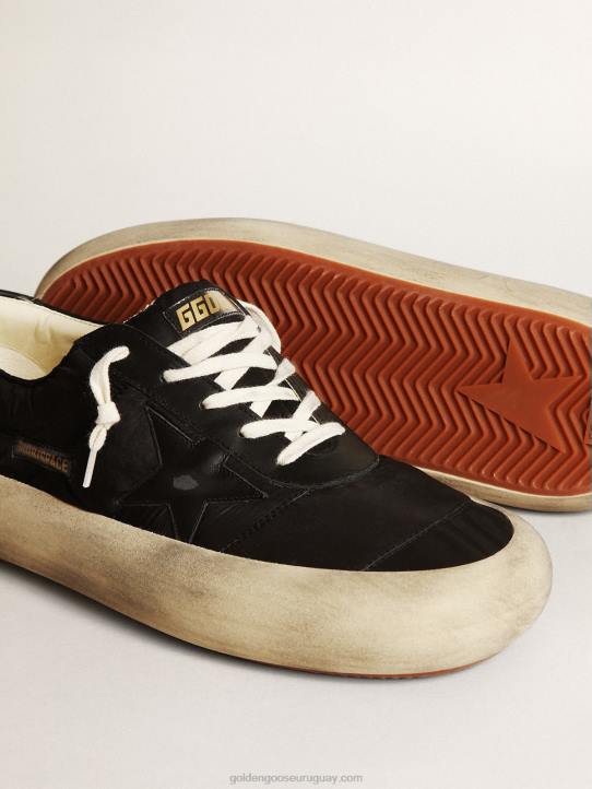 hombres space-star de nailon con estrella de piel negra y refuerzo en el talónGolden Goose 02H6610