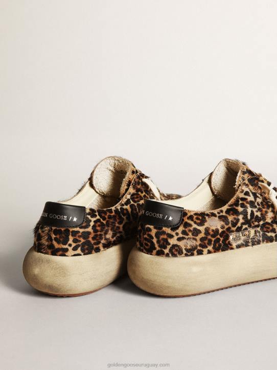 hombres zapatos space-star de piel de potro con estampado de leopardo con estrella de piel negra y refuerzo en el talónGolden Goose 02H6632