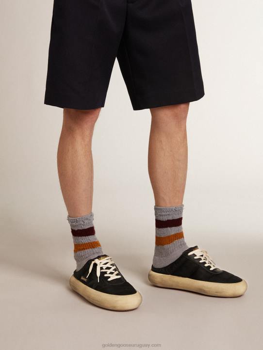 hombres zuecos space-star de nailon negro con estrella de piel negraGolden Goose 02H6608