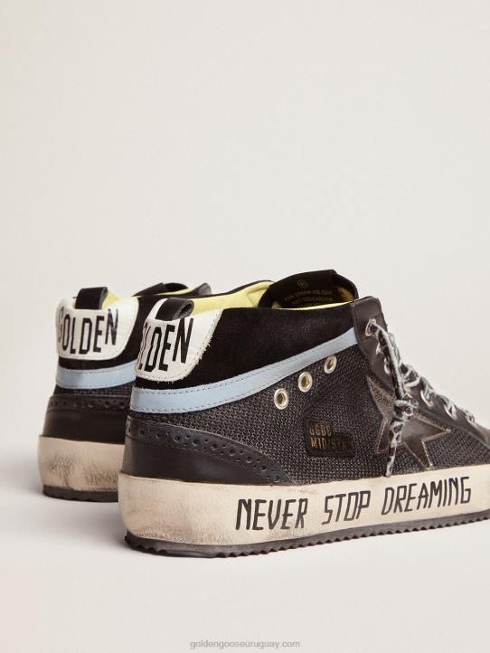 hombres Zapatillas deportivas mid star ltd de piel y malla negras con estrella de piel metalizada gris oscuroGolden Goose 02H6551