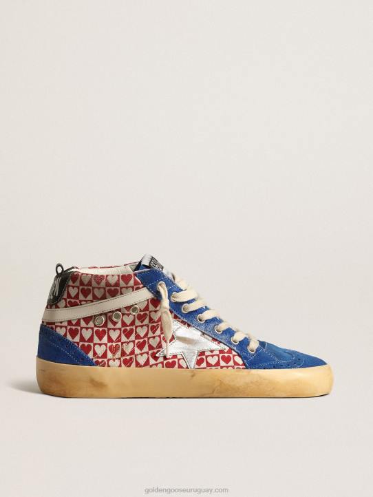 hombres mid star de lona con estampado de corazones y estrella plateadaGolden Goose 02H6688