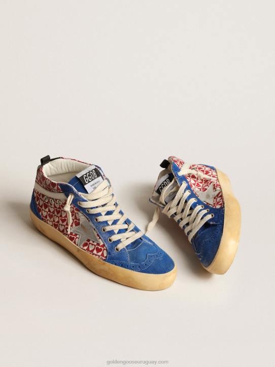hombres mid star de lona con estampado de corazones y estrella plateadaGolden Goose 02H6688